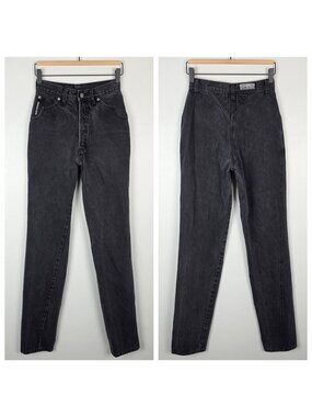 Rocky Mountain Rockies Size 27 Waist 24.5" Vintage Jeans Bareback Western Black
